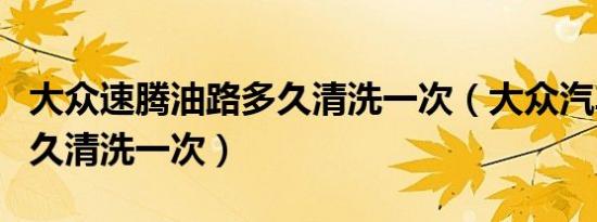 大众速腾油路多久清洗一次（大众汽车油路多久清洗一次）