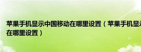 苹果手机显示中国移动在哪里设置（苹果手机显示中国移动在哪里设置）