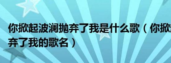 你掀起波澜抛弃了我是什么歌（你掀起波澜抛弃了我的歌名）