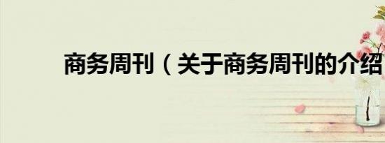 商务周刊（关于商务周刊的介绍）